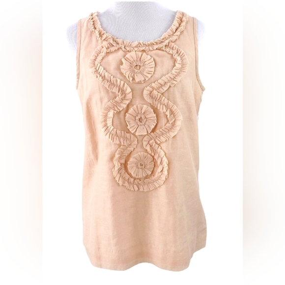 J. Crew Tops - J Crew Women's Silk Blend Ruffle Swirl Sleeveless Top Size 2